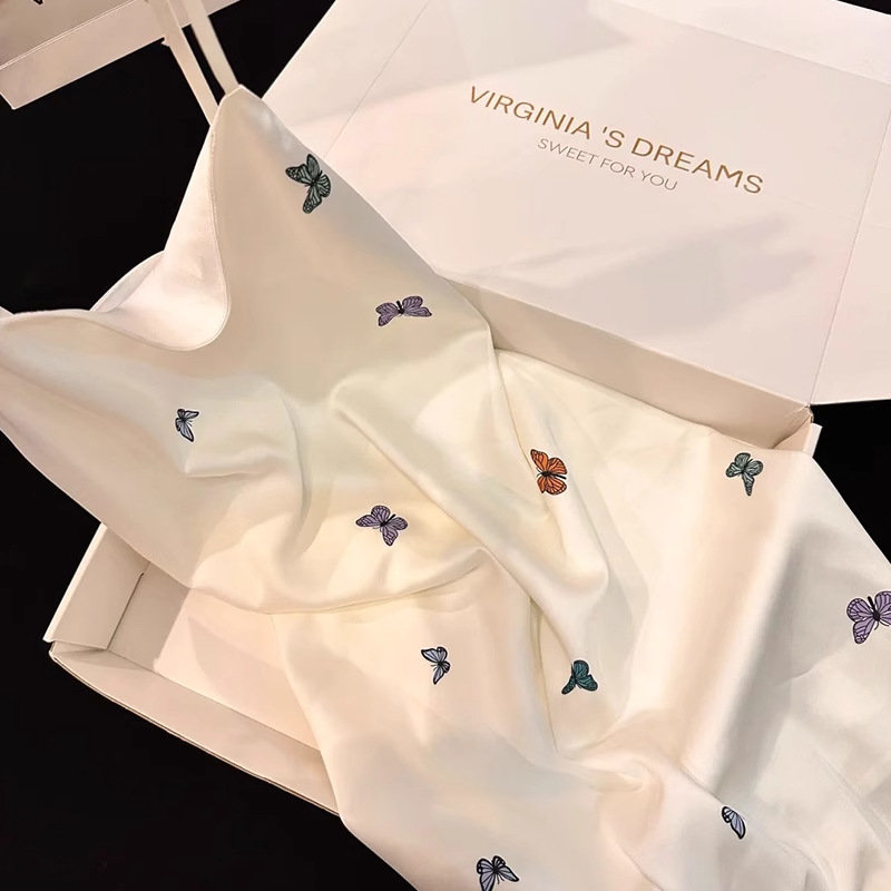 蝴蝶2025新款睡裙女款夏季天冰丝绸薄款吊带睡衣纯欲风性感家居服