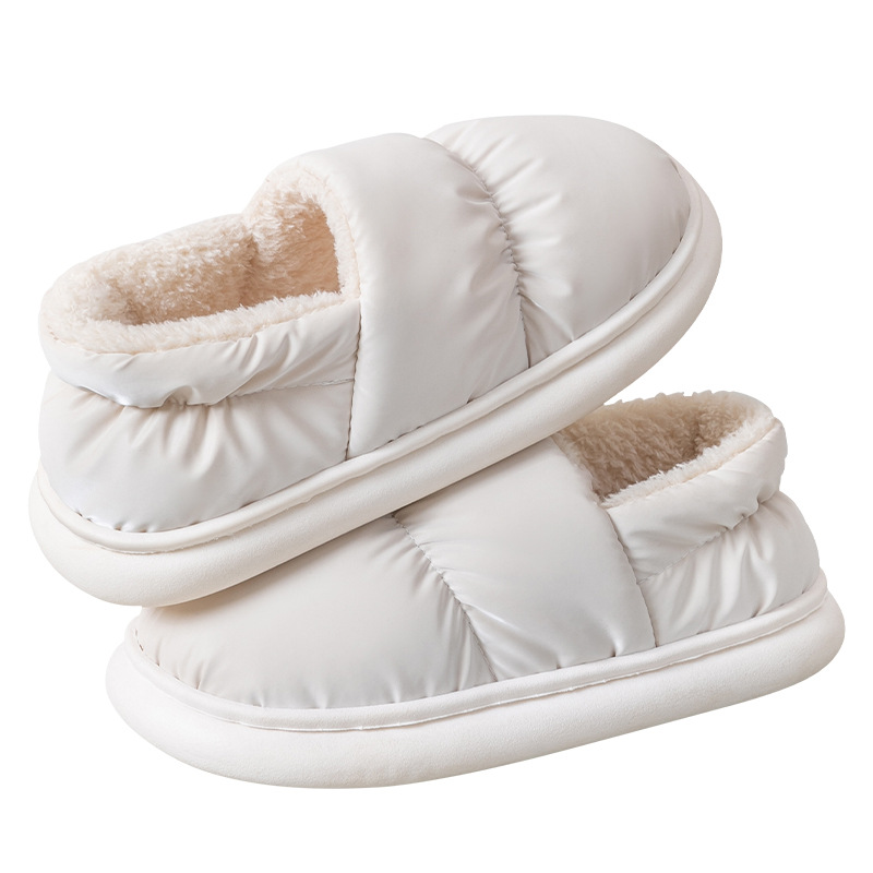 Winter Cotton Slippers Home Slippers Women's Waterproof Down Cloth Thick Shoes Non-Slip Bag With Warm Cotton Shoes Men's Shoes Wholesale Application Scenario