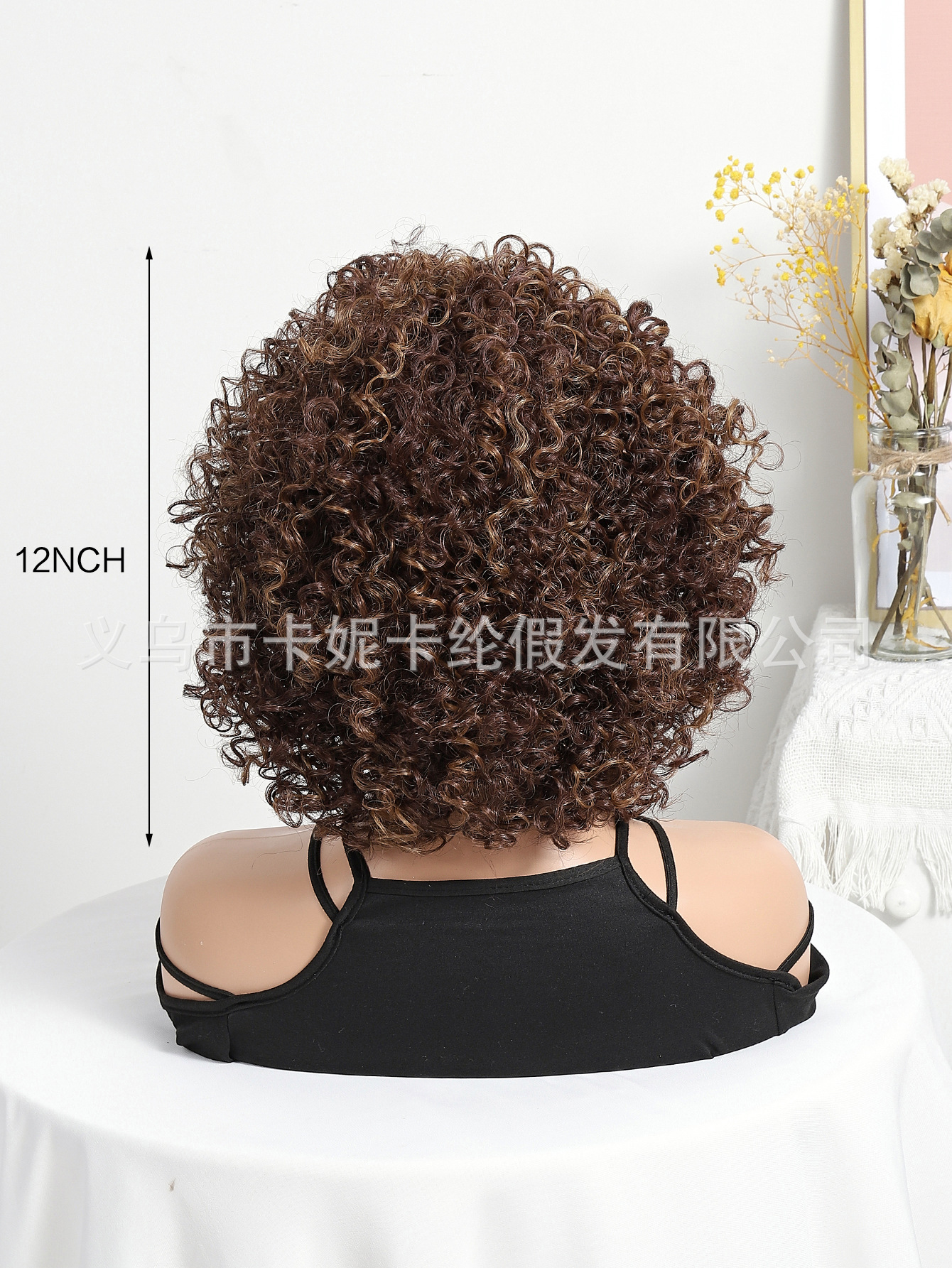 New African bestseller small roll explosion hairstyle chemical fiber high-temperature silk wig front lace wig head cover manufacturer customization Item Picture