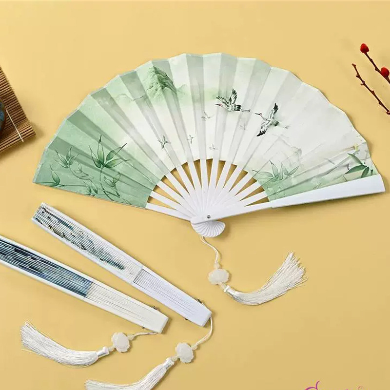 折叠塑料单面布扇图来样个性定 制批发单面扇子国潮广告扇女扇