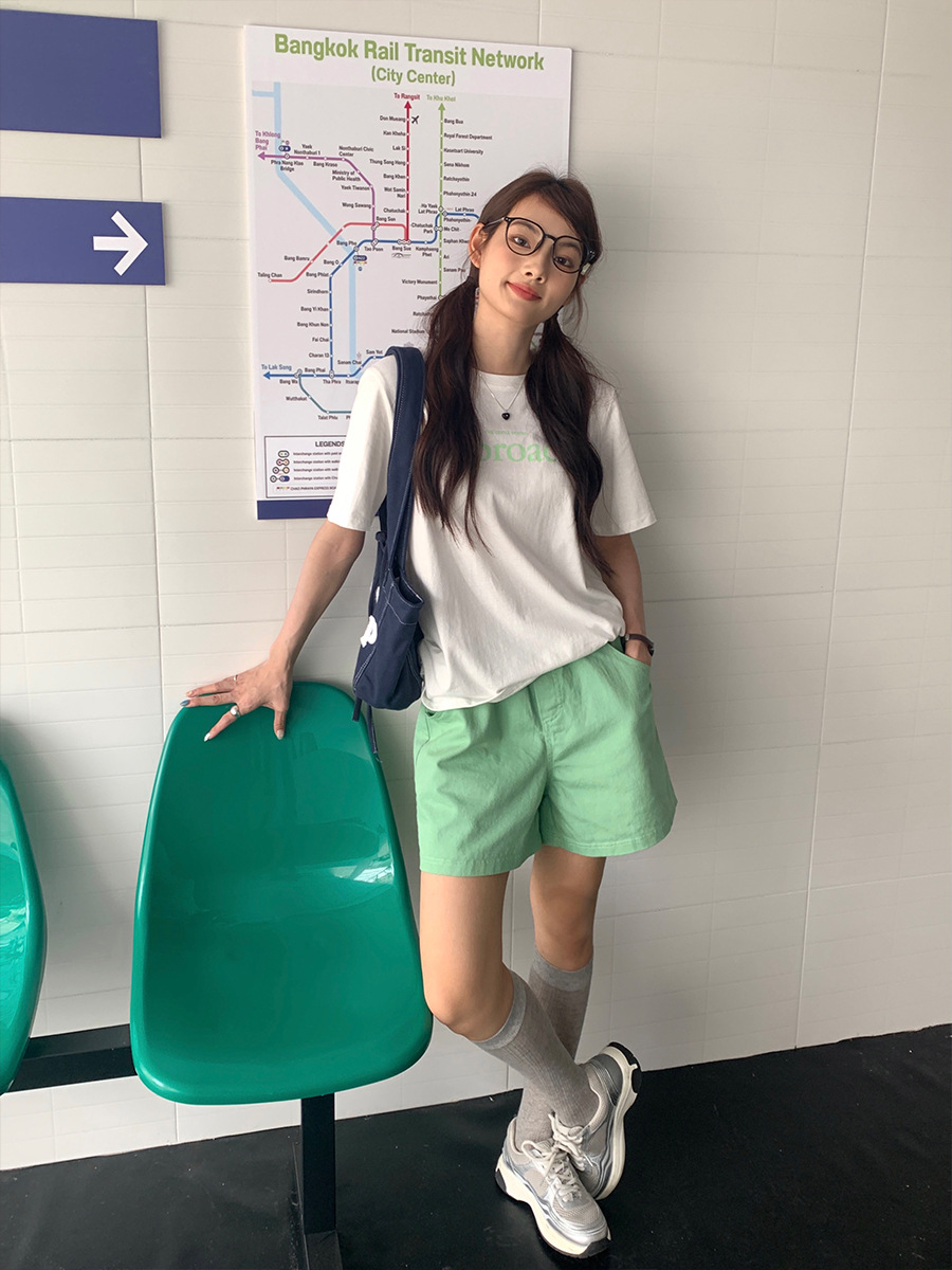 Huang Zheng Candy-Colored Shorts Female 2024 Summer Korean Version Of High-Waisted Wide-Leg Sports Casual Pants 122Kd1222 Item Picture