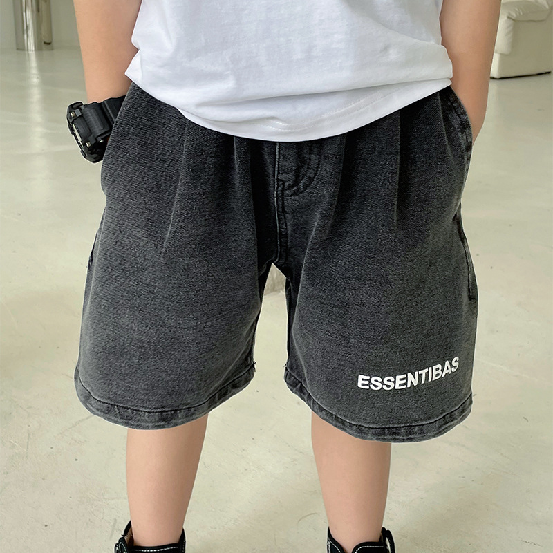 男童夏季牛仔中裤韩版潮童短裤烟灰色洋气男孩五分裤休闲宽松薄款