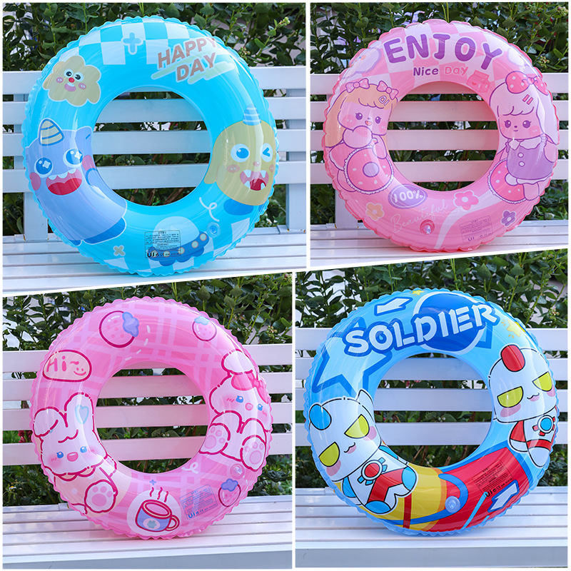 Thickened Environmental Inflatable Swimming Ring Adult Children Cartoon Printed Glitter Underarm Ring Animation Wind Swimming Ring Wholesale details Picture