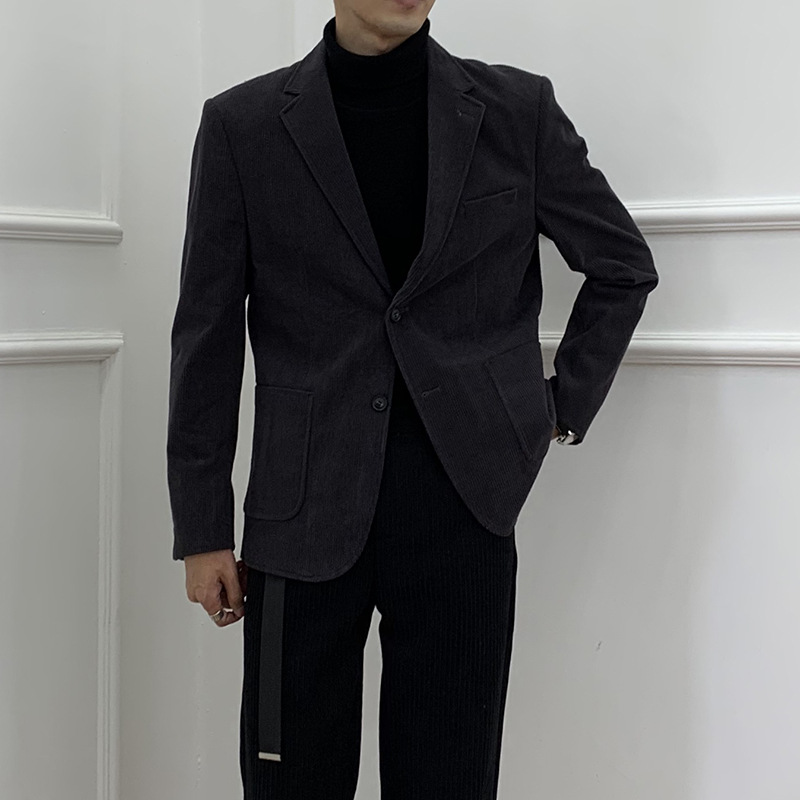 JY's new Korean-style loose, retro and casual corduroy suit jacket for men's spring style is a single piece details Picture