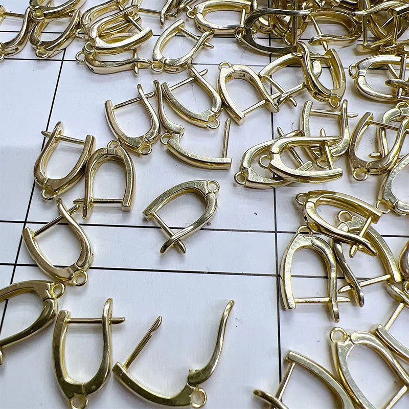 Simple U-shaped earrings with pendant rings, teardrop-shaped copper ear clips, handcrafted diy earrings, earrings and accessories, wholesale materials details Picture