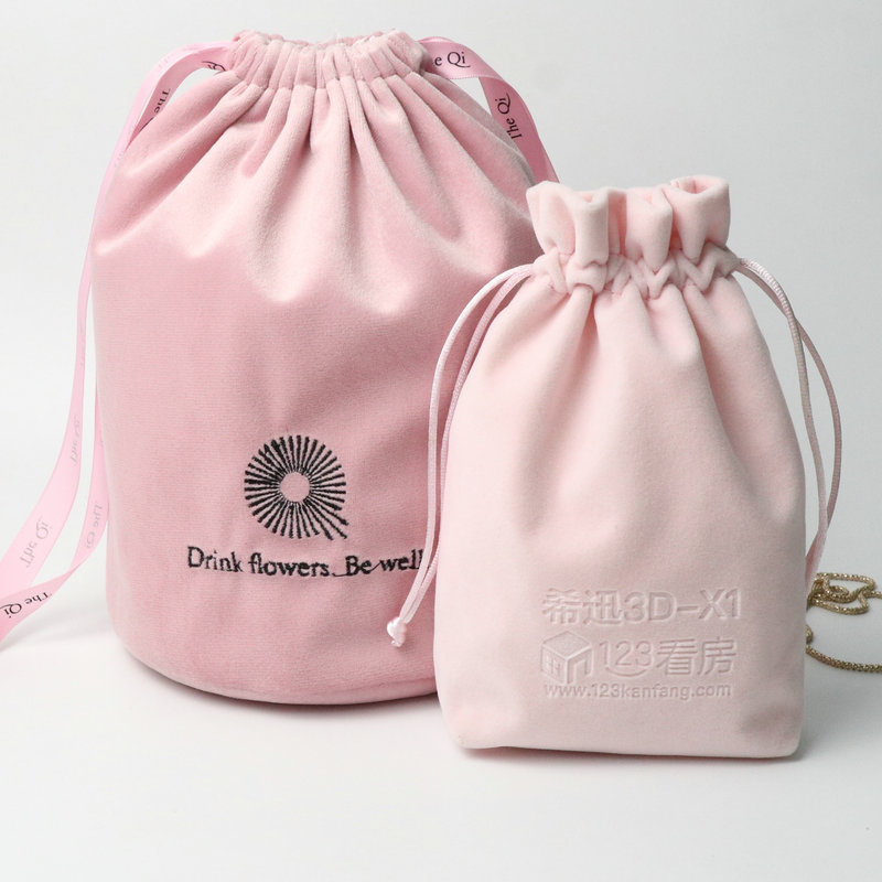 Hot-selling round-bottom velvet drawstring bags, custom-made accessories, gifts, storage drawstring bags, velvet jewelry bags, embossed Application Scenario