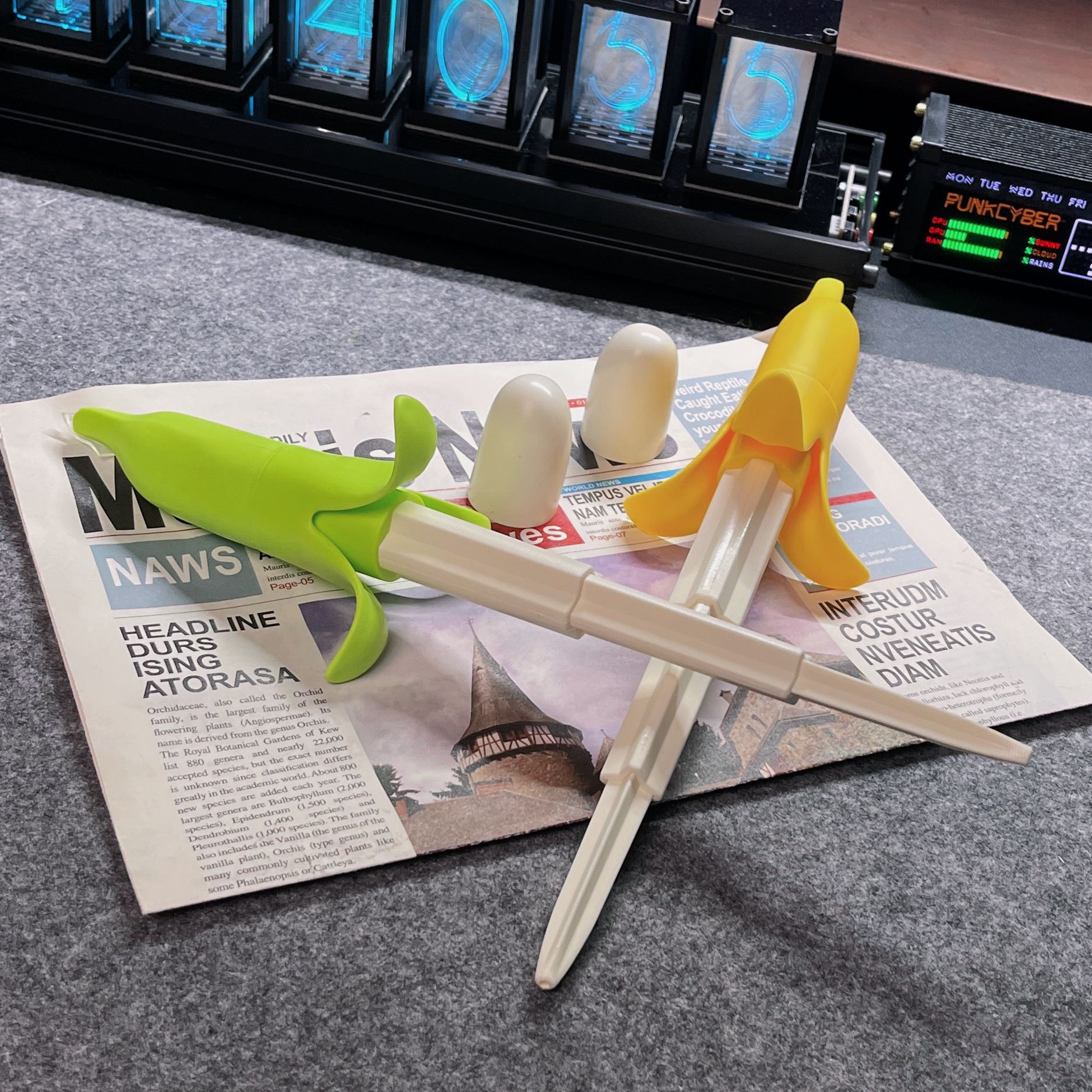 New 3D Gravity Banana Telescopic Sword Toy Fruit Telescopic Knife Tiktok Network Carrot Knife Decompression Toy Wholesale Specification drawing