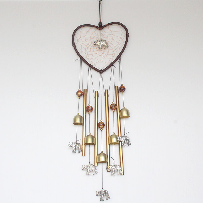 Love Dream Catcher Wind Chime Pendant Metal Silver Elephant Pendant Alloy Bell Aluminum Pipe Wind Chime Decoration Cross-Border details Picture