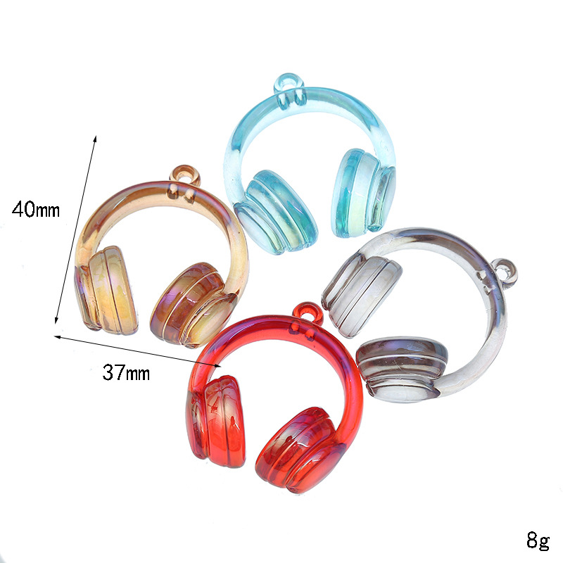 ab color TV UV-coated transparent earphone hanging hole beads DIY acrylic material luggage, mobile phone chain pendant, beaded jewelry Item Picture