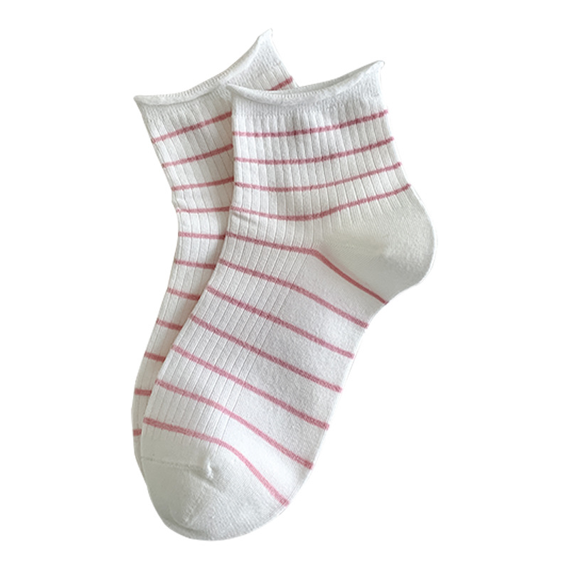 Sock street stall, one-piece consignment, women's spring and summer thin boneless short socks, women's sweat-absorbing casual striped cotton short socks, women's sock wholesale, one-piece consignment Item Picture