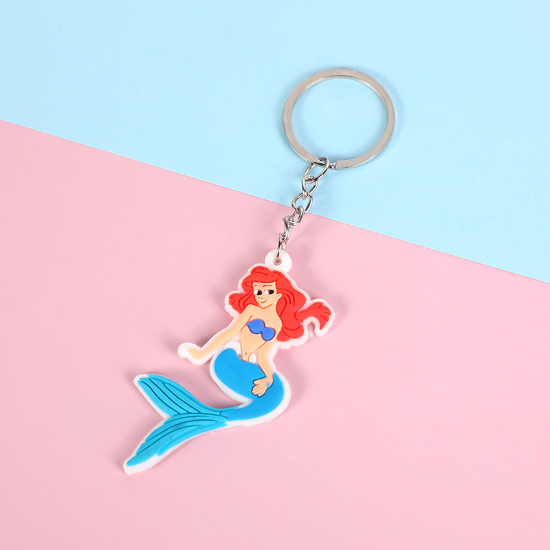 New Cartoon Mermaid Keychain Party Promotion Small Gift Bag Small Pendant Soft Plastic Keychain Specification drawing
