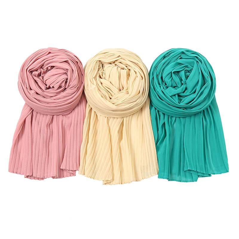 Pearl Chiffon Fashion Scarf Long Scarf Wholesale 2022 Wide Wrinkle Hot Breathable Scarf Yw052 Application Scenario
