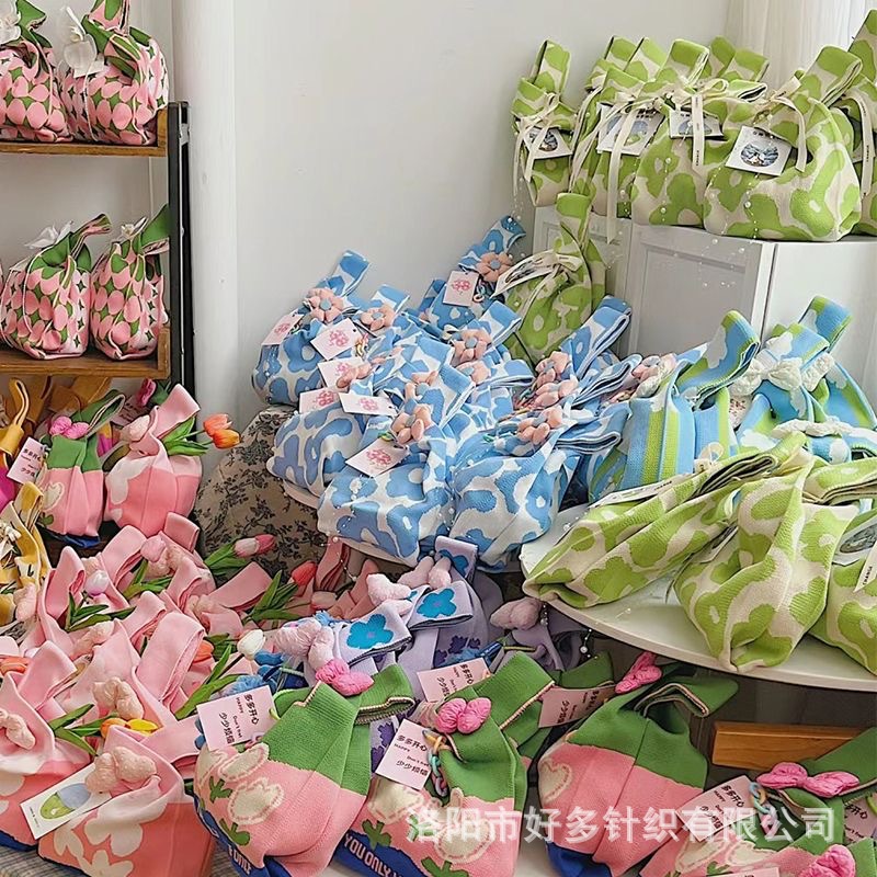 结婚喜庆伴手礼针织包手拎包飞织包手腕包礼品袋新年背心水桶包