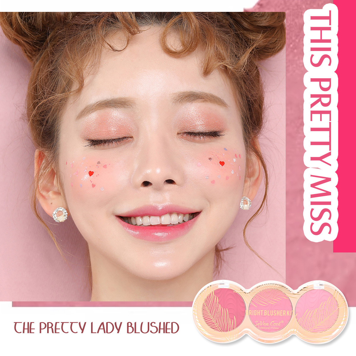 SEVENCOOL Blush 3-color long-lasting, easy-to-apply matte cosmetics, makeup blush palette, cross-border exclusive color Application Scenario