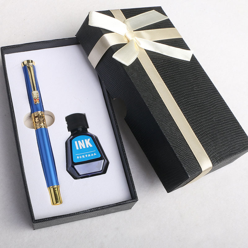 Huaqi Business Gift Graphic Design Pen, replaceable ink cartridge Pen Gift box set, Hollowed-out creative hard pen Calligraphy Pen details Picture