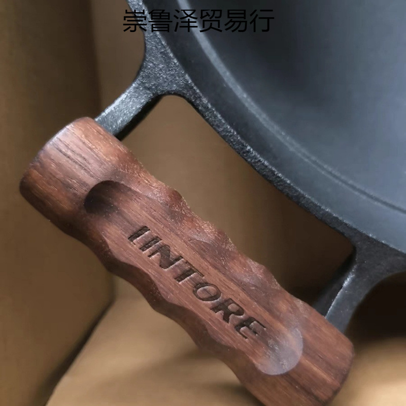 Heavy-duty double-ear cast iron wok, extra-thick cooking wok, high-end gift wok details Picture