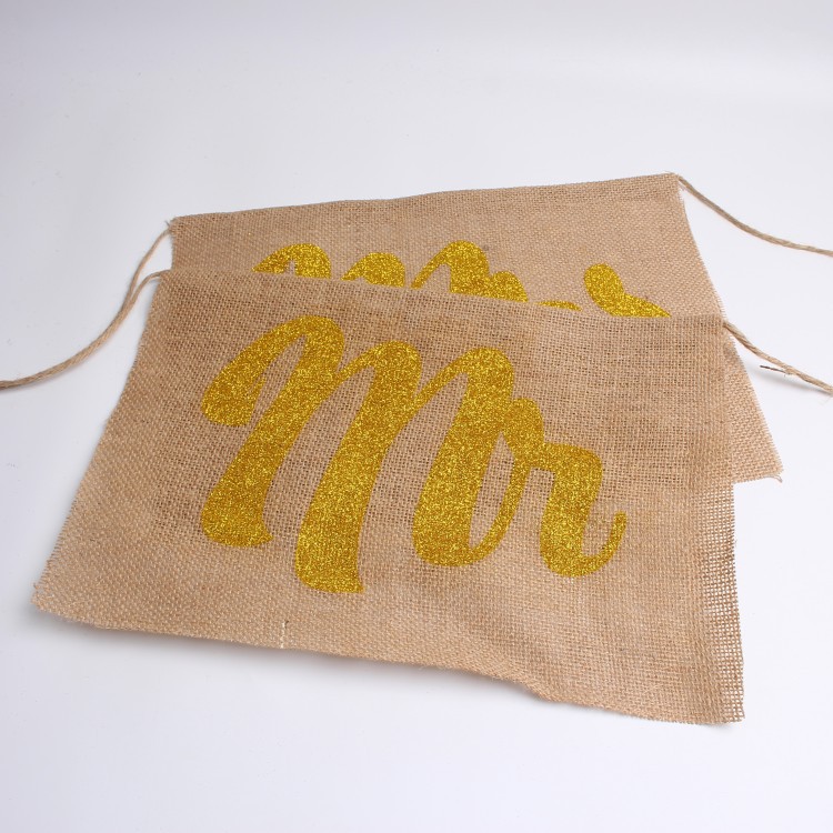 Linen backrest and chair cover, European and American retro Mr&Mrs wedding couple party Christmas decoration Specification image