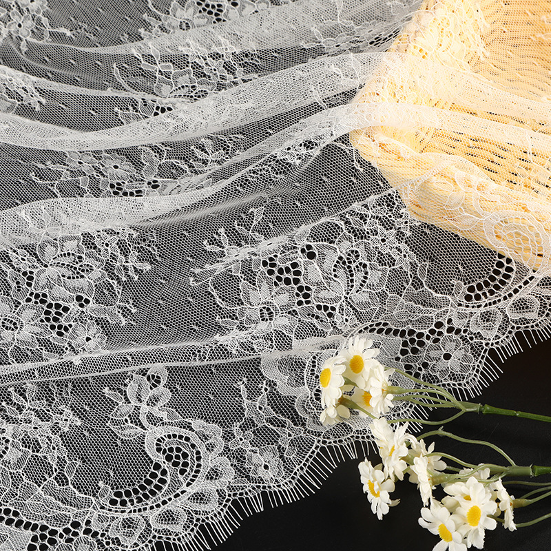 Lace fabric, transparent thin non-elastic lace fabric, 300cm lace trim dress fabric details Picture