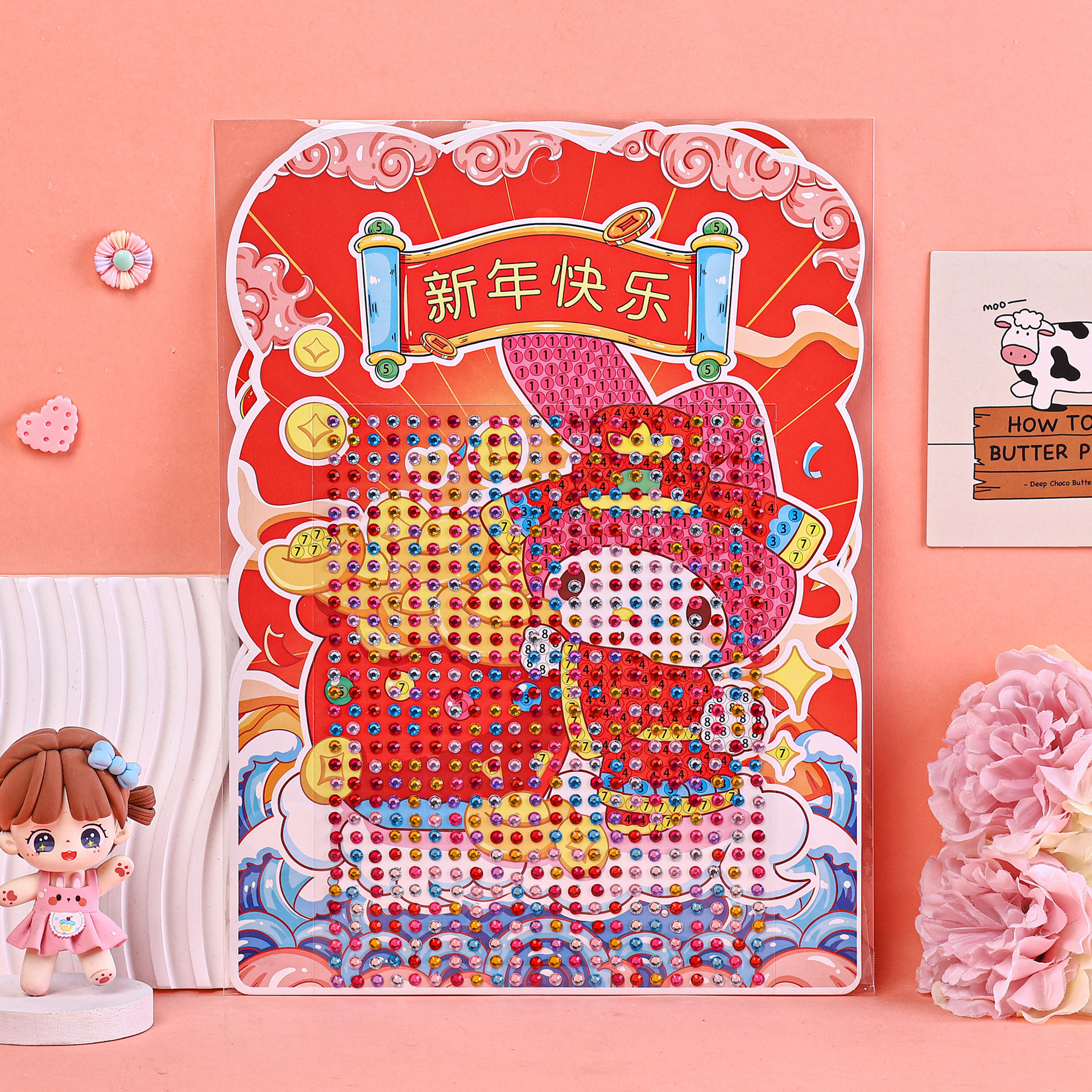 2024 New Year's Diamond Sticker Diy Sanrio Series Acrylic Sticker For Children Cartoon Shining Gem Sticker Item Picture