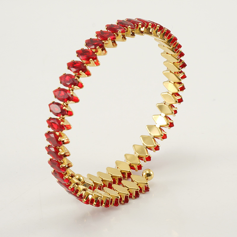 Popular copper bracelets in Europe and America, zircon bracelets, simple elastic steel wire diamond-encrusted bracelets, factory wholesale Specification image