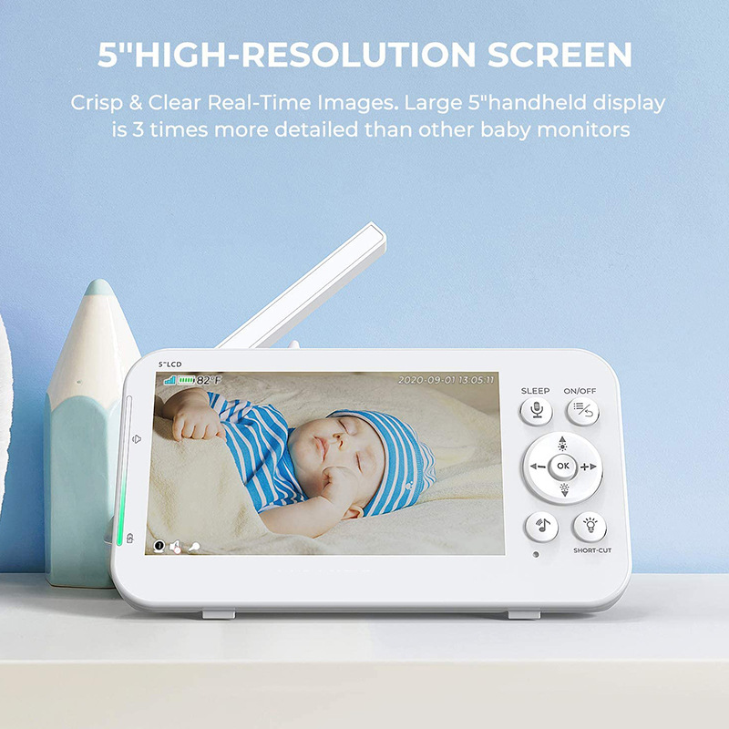 外贸订制5英寸带摇头多功能超大电池婴儿监护器baby monitor详情图3