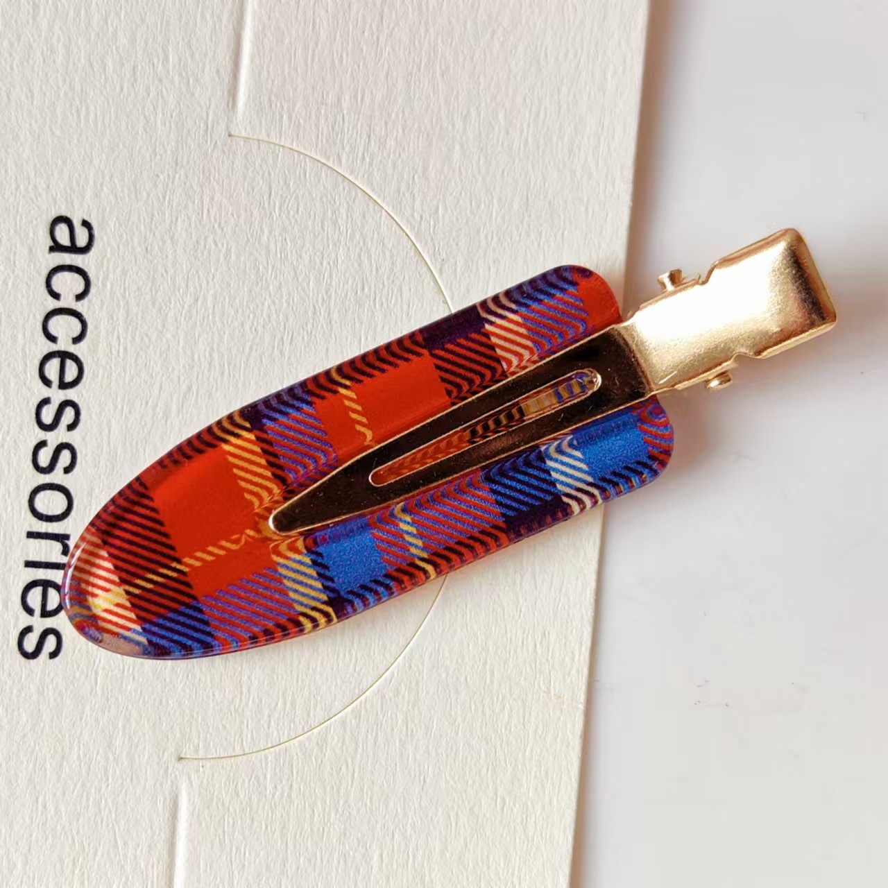 酒红蝴蝶结格纹醋酸无痕夹化妆夹圣诞新年气质刘海夹碎发夹头饰女详情10