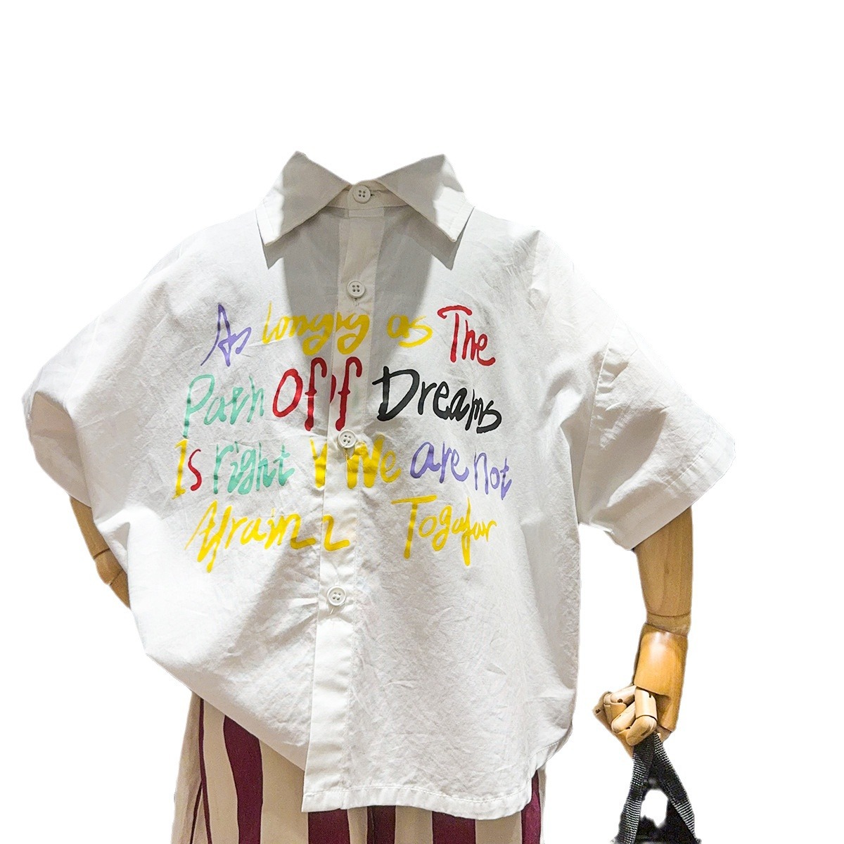 Children's shirts, summer Korean style girls' shirts, casual letter trendy boys' shirts Item Picture