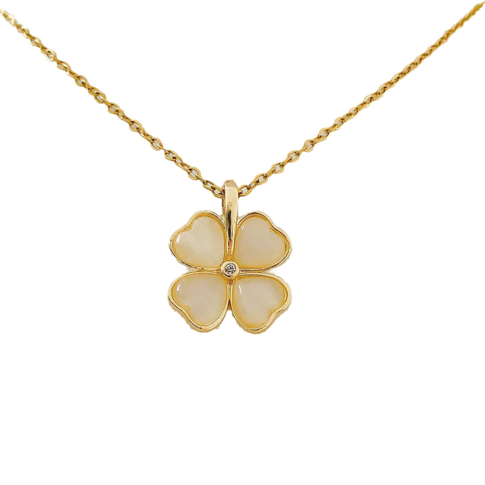 Necklace Jewelry Women's Senior Sense Not Fading Four-Leaf Clover Cat Eye Titanium Steel Necklace Simple Hot Selling Accessories Niche Jewelry Item Picture