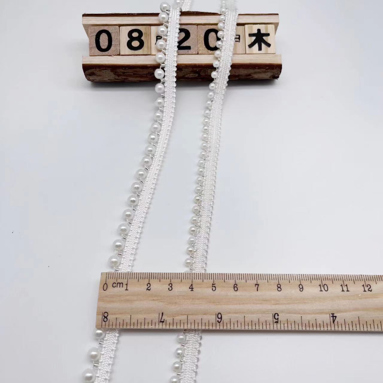 Manufacturers Wholesale Diy Clothing Accessories Decoration Cheongsam Decoration Hand Nailed Bead Edge Bar Code Pearl Ribbon Specification drawing