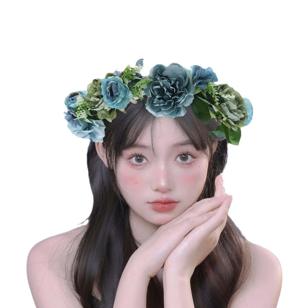 Hanfu hairpins, flower headbands, simulated flower garlands, women's seaside vacation, hair flowers, photo photos, flower fairies, photo props, bride's headwear Item Picture
