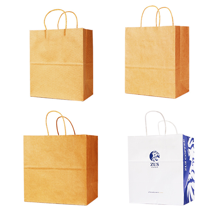 Wholesale Printing Takeout Kraft Paper Bag Packing Tote Bag Baking Pastry Milk Tea Shopping Gift Bag Item Picture