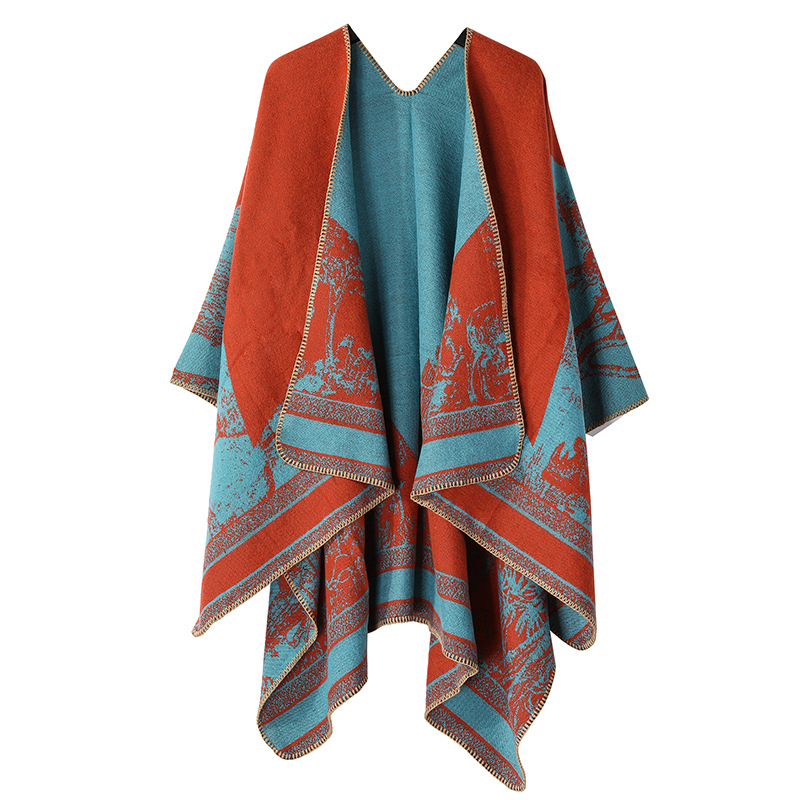Simple Niche New Shawl With Female Thickened Shawl Summer Senior Sense Cloak Dark Double-Sided Warm Scarf Item Picture