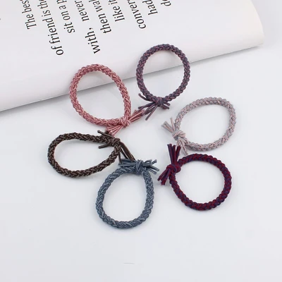 Japan And South Korea Version Of The New Color Braid Elastic Band Hair Ring Thick Leather Cover Head Hair Accessories 2 Yuan Wholesale Store