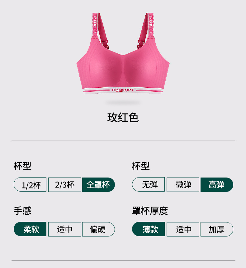 夏季新品大胸显小无痕内衣女无钢圈防下垂收副乳胸罩防震运动文胸详情18