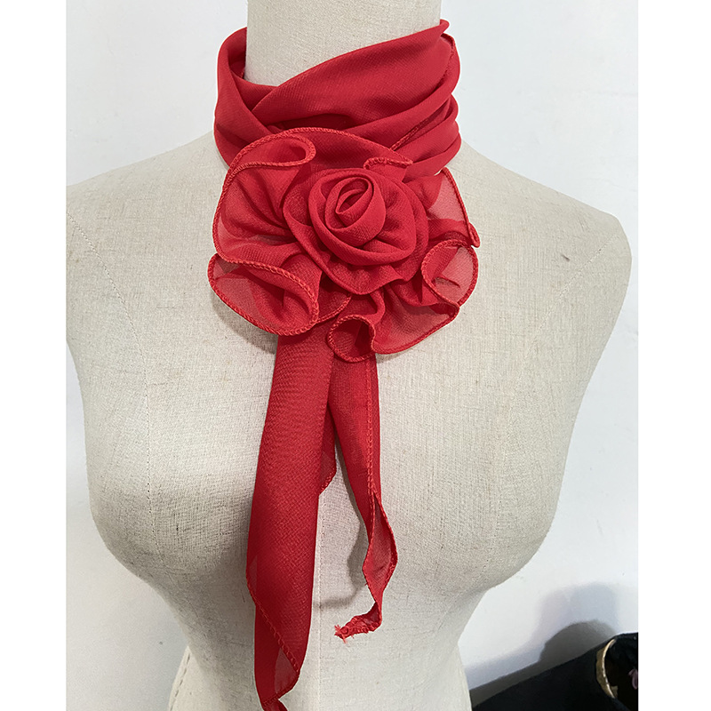 Spring and summer new long rose silk scarf for women square dance aunts, solid color decorative scarf, Douyin Kuaishou supply