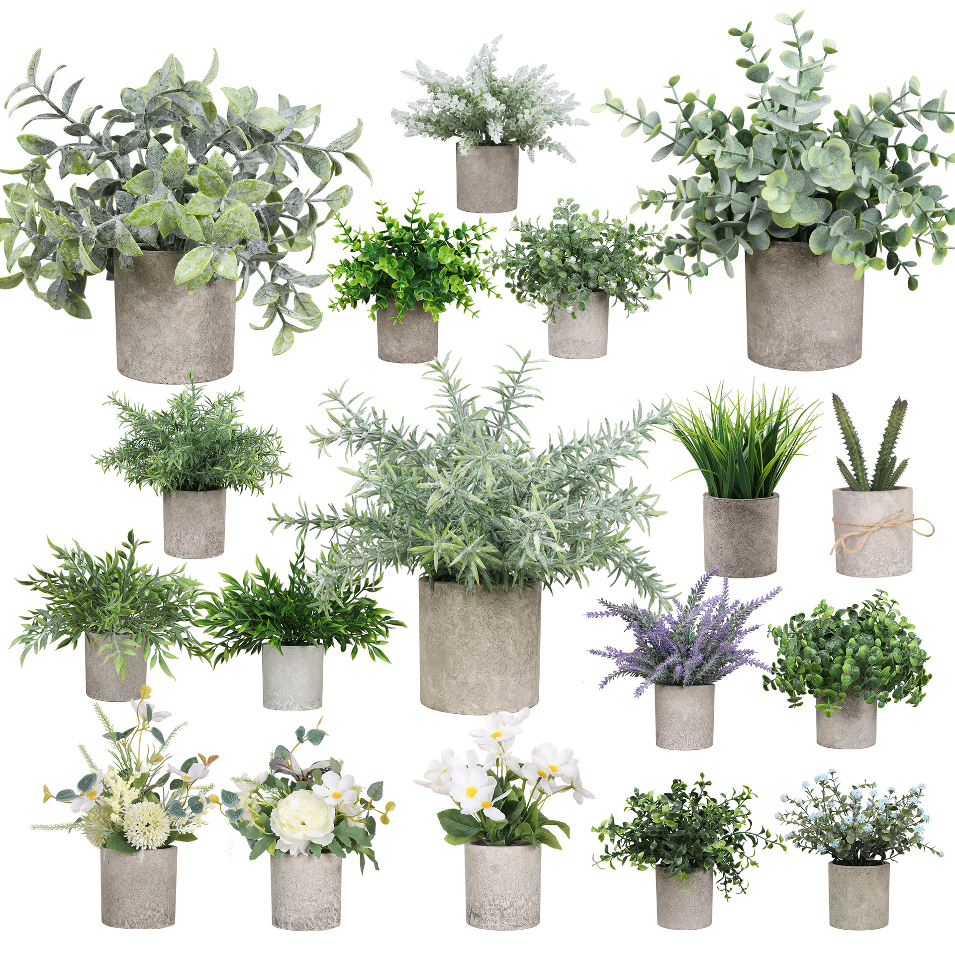 Cross-border home decoration items, including simulated green plant combinations, cylindrical pulp potted artificial flowers, simulated bonsai, and small desktop ornaments Application Scenario