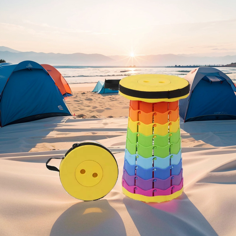 Outdoor portable folding stool, plastic folding chair, tourist queuing chair, stool, fishing stool, adjustable telescopic stool Application Scenario