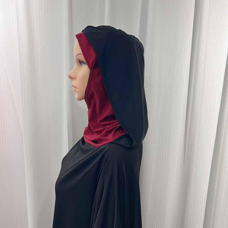 New Solid Color Muslim Spring And Autumn Long Sleeve Simple Loose Leisure Long Headscarf Cover Home Dress Gauze Scarf details Picture