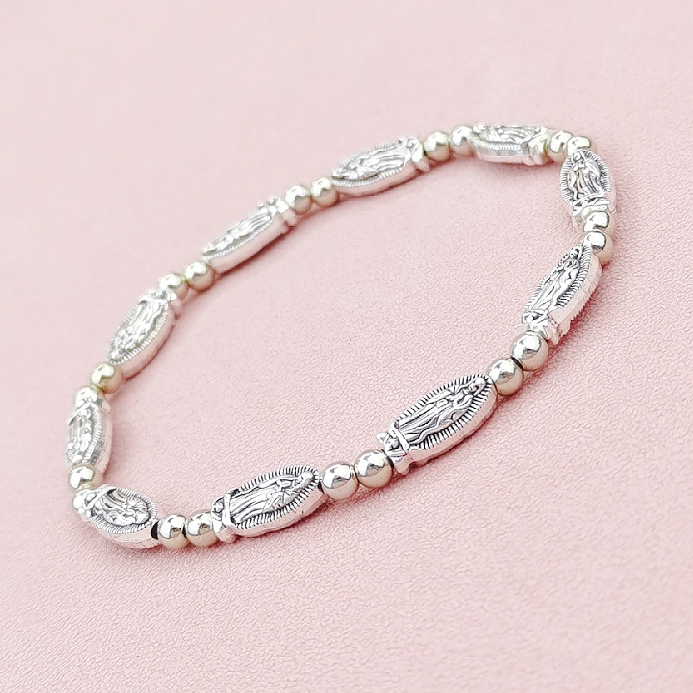 European And American Foreign Trade Amazon Temu Selling Retro Virgin Mary Bracelet Ladies Simple Elastic String Baptism Hand Jewelry Couple Jewelry details Picture