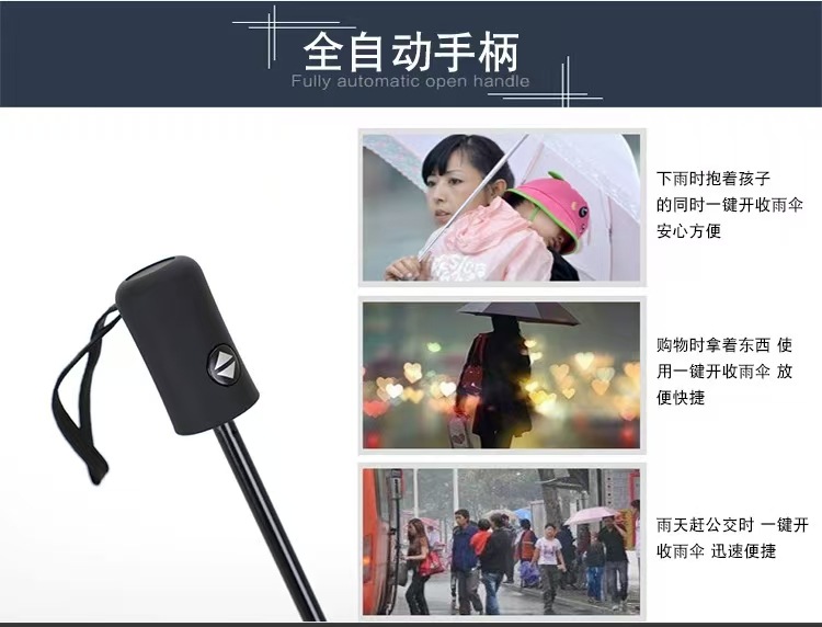 全自动折叠雨伞加大定制LOGO广告宣传批发防晒防紫外线晴雨两用详情3