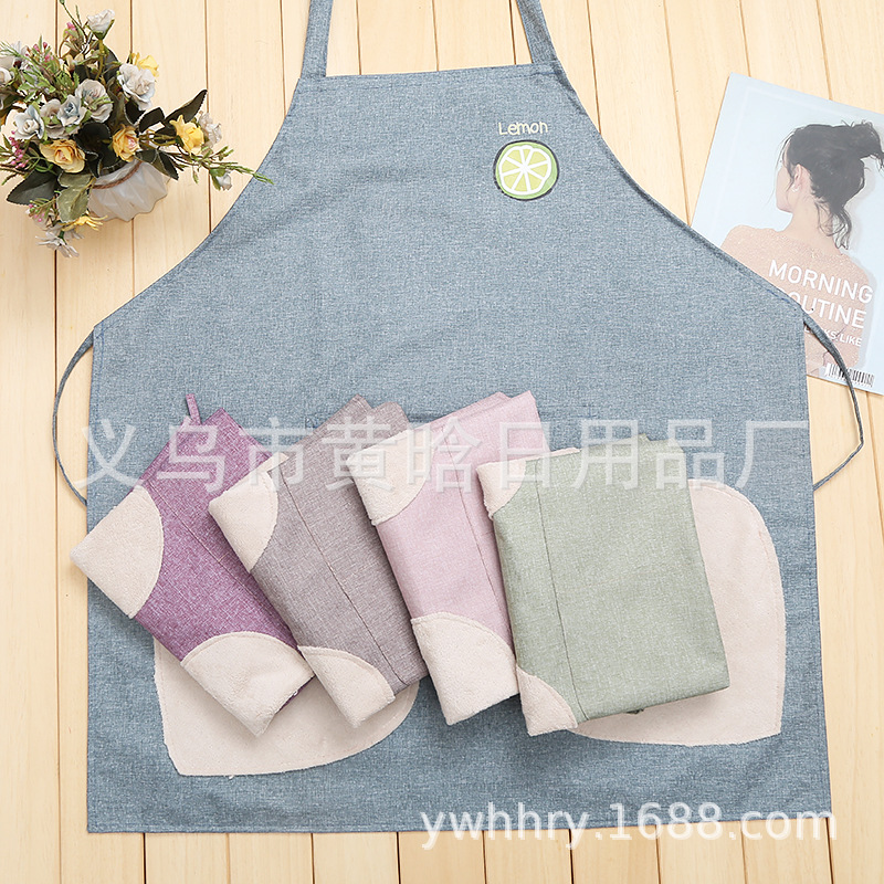 【 Hold Jia 】 Add Waterproof Cationic Hand Absorbent Fruit Print Apron Kitchen Cleaning Gift