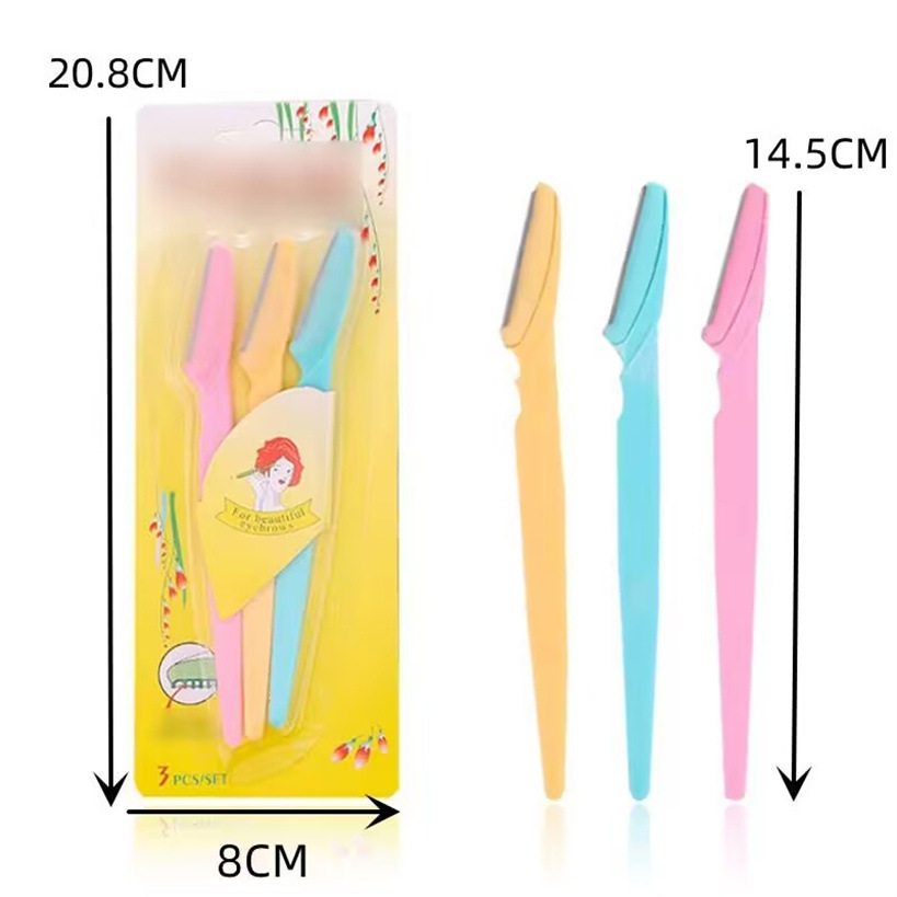 Card pack 3 eyebrow trimmer knife color eyebrow clip eyebrow clip color handle eyelash applicator Beauty makeup beauty tools 1 yuan jewelry direct sales Application Scenario