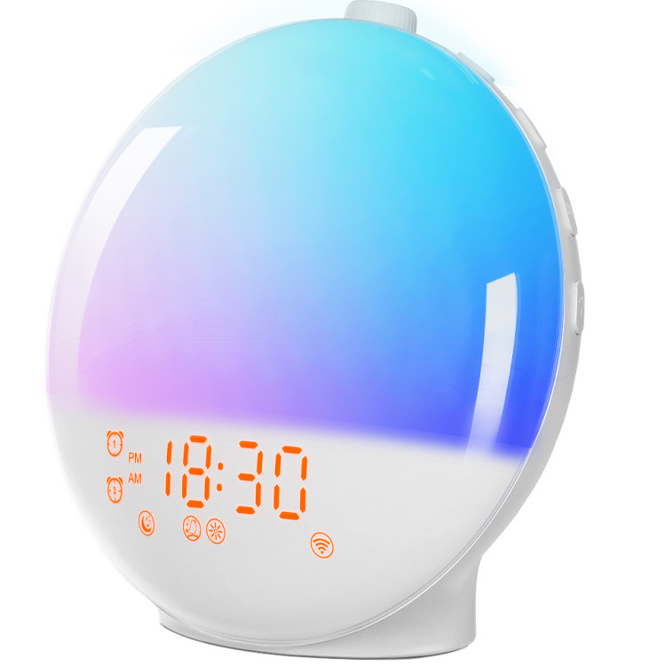 Wake-up light, sunrise alarm clock, time atmosphere light, colorful RGB night light, white noise FM radio, sleeping companion children's light Item Picture
