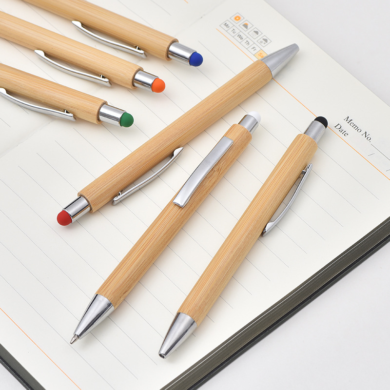 Stock Supply Capacitive Touch Bamboo Ballpoint Pen Student Exam Pen Business Office Signature Pen Celebration Gift Application Scenario