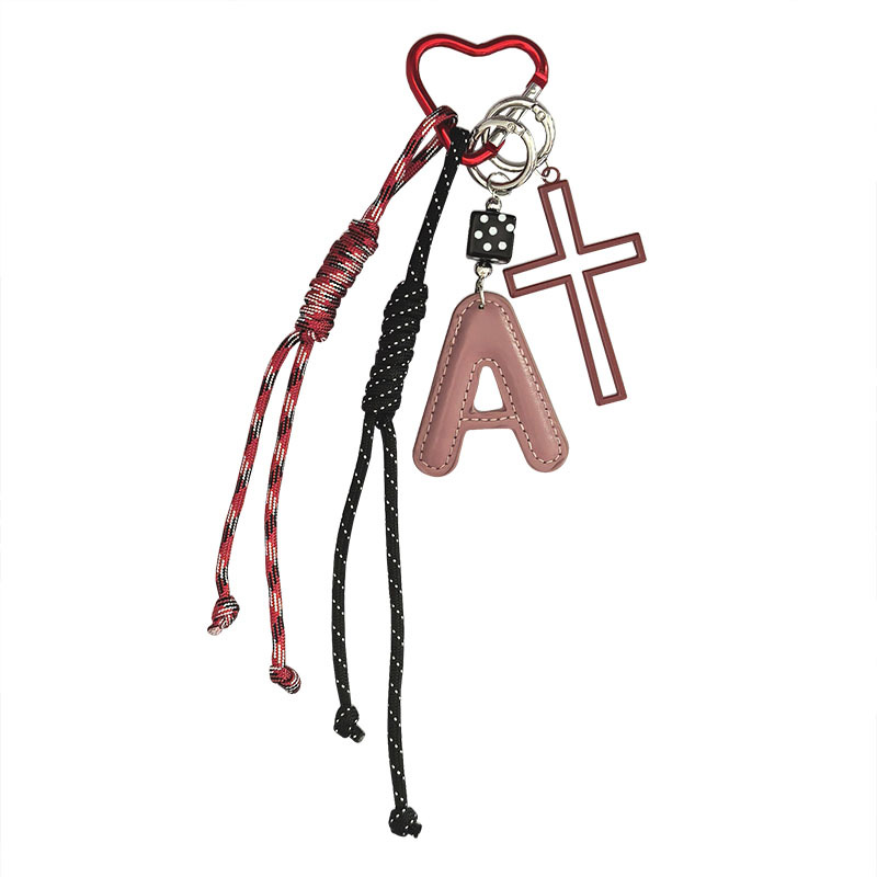 Cross-border bestsellers: Five-pointed star heart-shaped letter keychain, woven rope bag pendant, unique pendant, miu series Item Picture