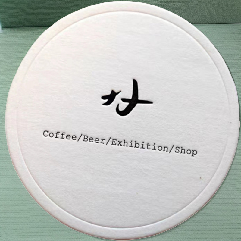 Customized printed embossed LOGO absorbent cotton paper coasters, table heat insulation pads, bar wine paper coasters pic 10