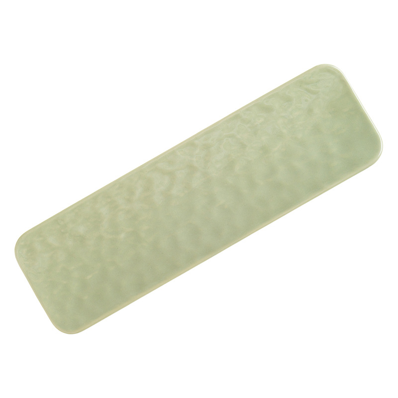 Creative 12-inch cream-style fish plate, milky white, milky green large ceramic home rectangular plate, fruit plate, sushi plate Item Picture