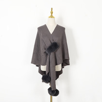 Hot spot cape cape hair ball hanging cardigan towel autumn winter with cape long coat long scarf wholesale
