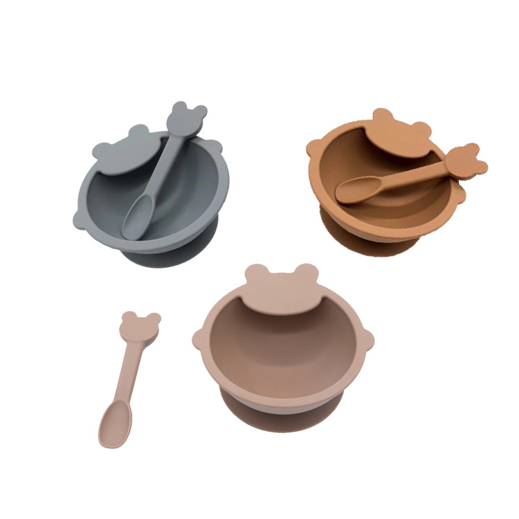儿童硅胶碗套/小熊卡通硅胶餐具碗勺产品图