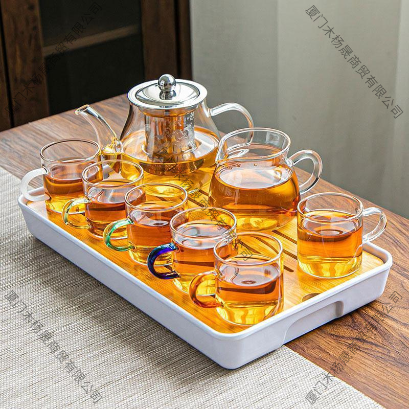 耐热玻璃功夫茶具套装家用泡茶器透明茶杯带把红茶花茶壶办公茶壶